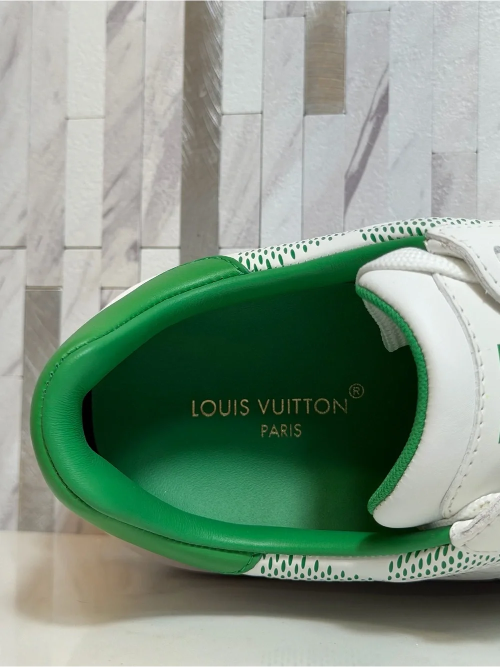 🍀Louis Vuitton Men’s Beverly Hills Giant Damier White/Green Sneakers 7.5UK/9US